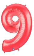 40" Megaloon Red Number 9 balloon