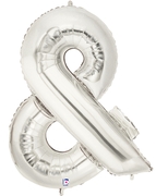 40" Megaloon - & Ampersand - Silver balloon