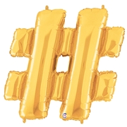 40" Megaloon - Hashtag - Gold balloon