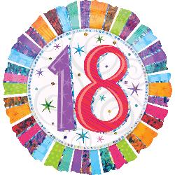 18" Foil - Prismatic Radiant Birthday 18 balloon
