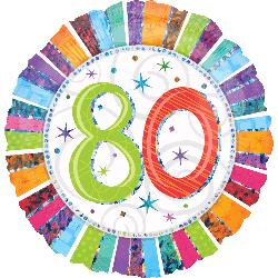 18" Foil - Prismatic Radiant Birthday 80 balloon