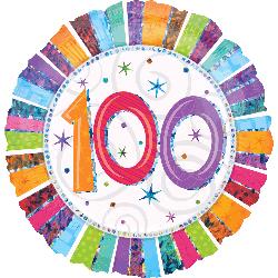 18" Foil  Prismatic Radiant Birthday 100 balloon