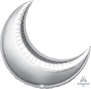 Shape - Crescent Moon Silver 35" balloon