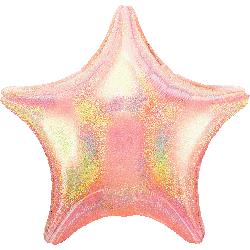 19" Foil Star Dazzler Pastel Pink Holographic balloon