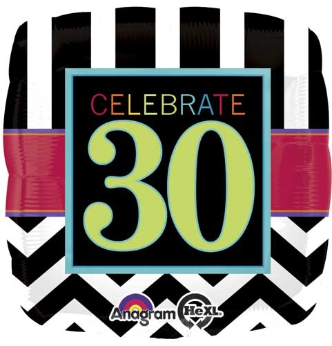 18" Foil Birthday Square - Celebrate 30 balloon