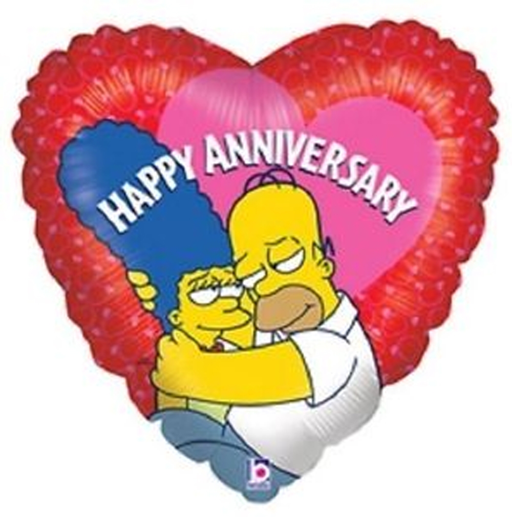 18" Foil  - Anniversary - Heart Simpson balloon