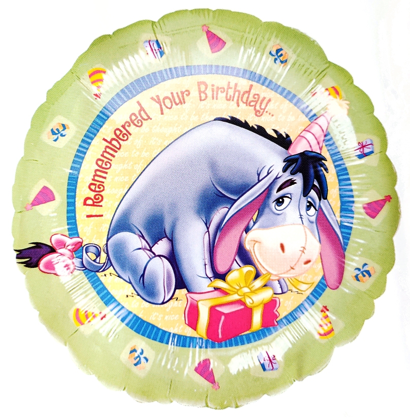 18" Foil - I Remembered Your Birthday Eeyore - Winnie The Pooh balloon