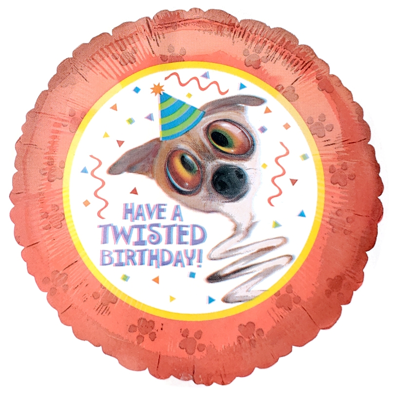 18" Foil - Birthday Twisted Whiskers Dog balloon