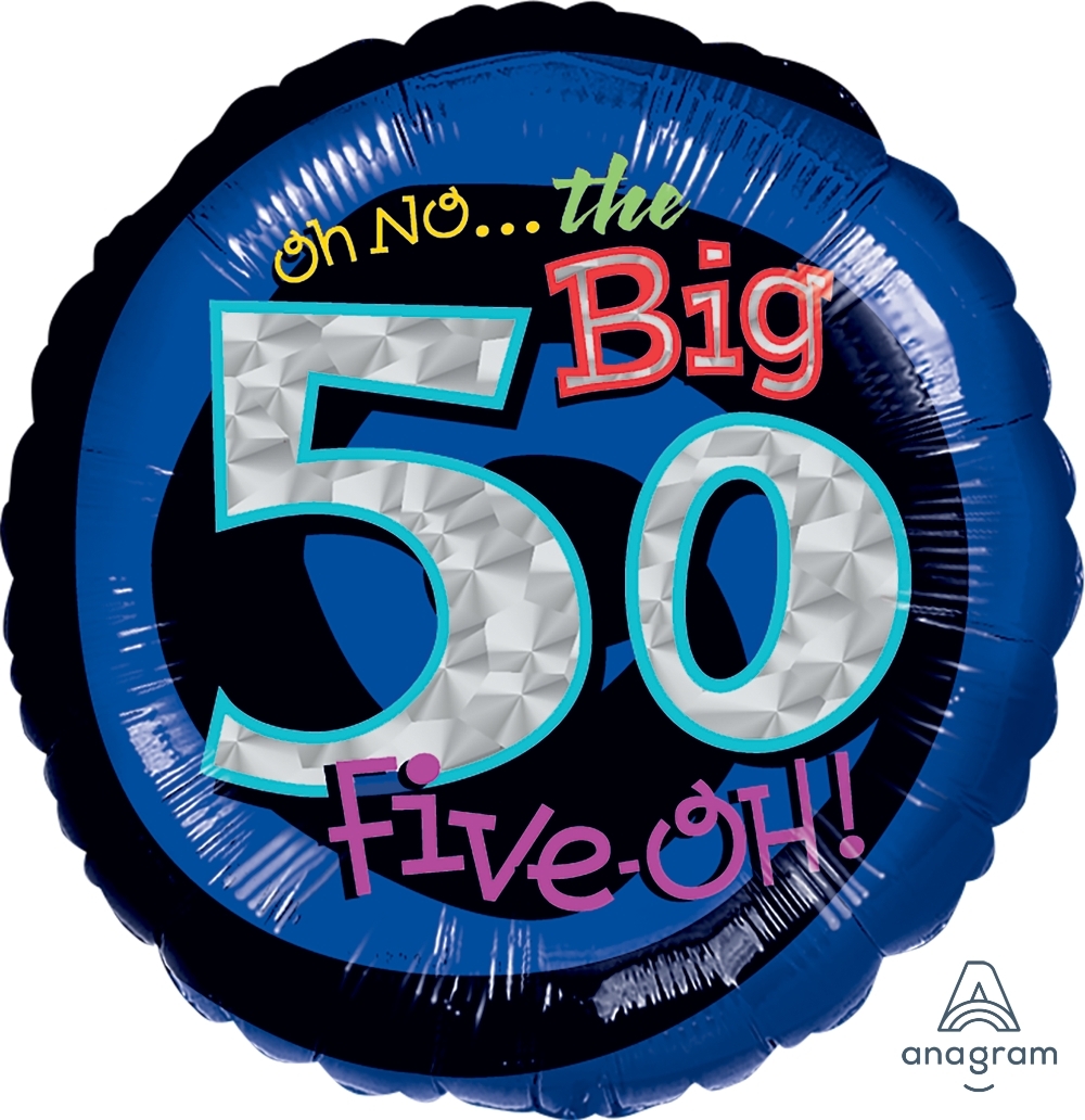 18" Foil Birthday 50 Holographic Oh No! balloon
