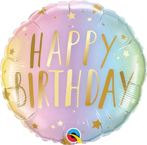18" Foil Birthday Pastel ombre balloon