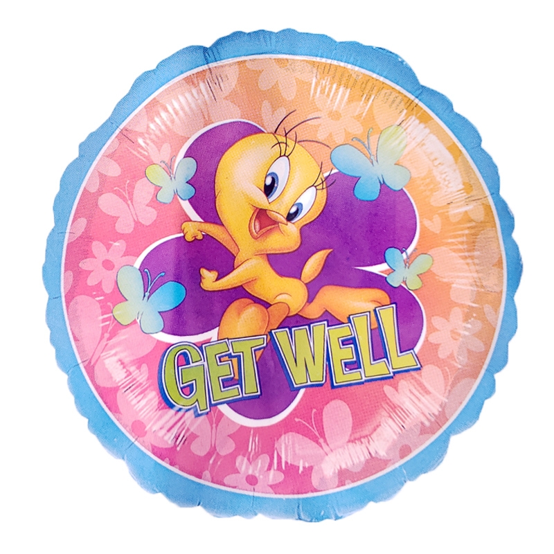 18" Foil - Get Well - Tweety Butterflies balloon