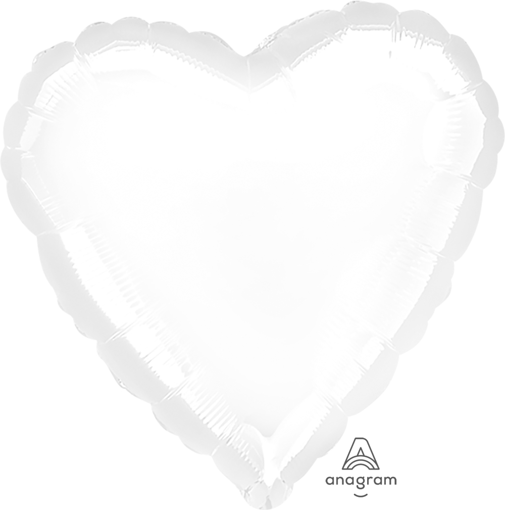 18" Foil Heart - Metallic White balloon