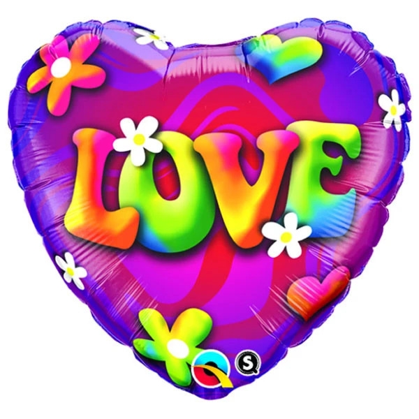 18" Foil Love Heart with Flowers Balloon