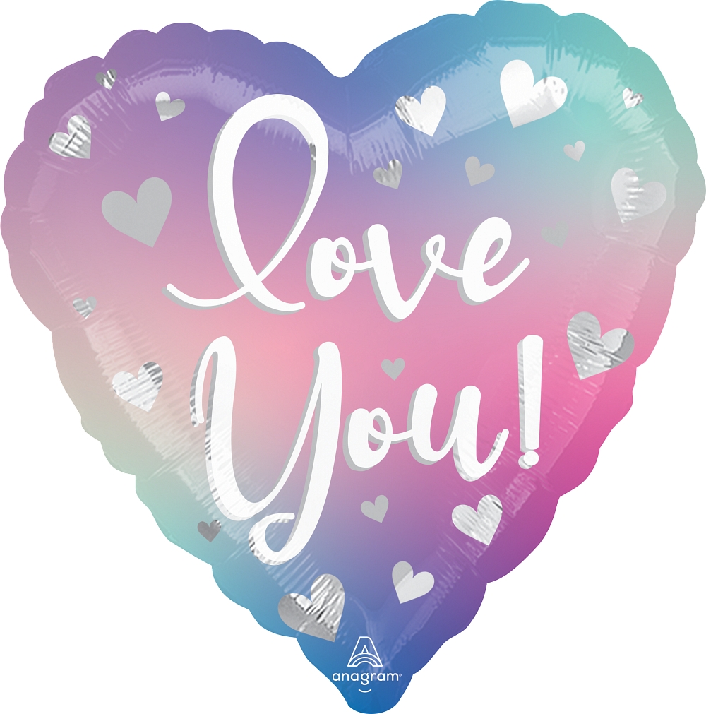 18" Foil Love You Filtered Ombre balloon