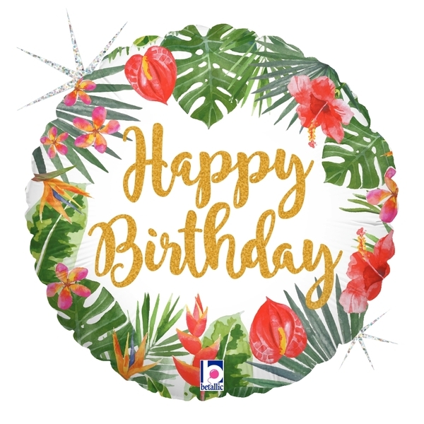 18" Tropical Happy Birthday balloon