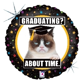 18" Grumpy Cat Graduation balloon