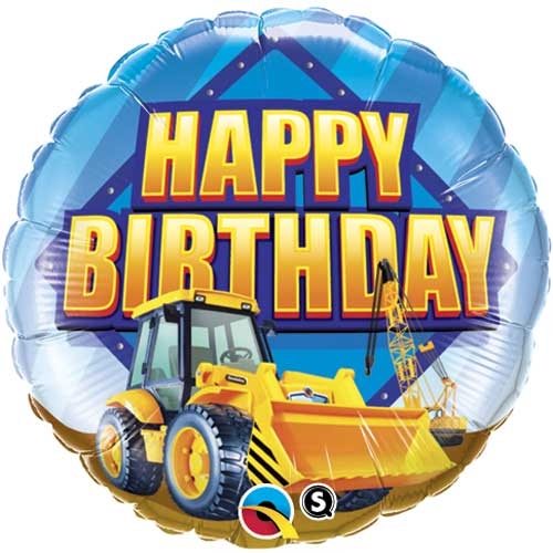 18" Happy Birthday Foil Construction Zone Balloon