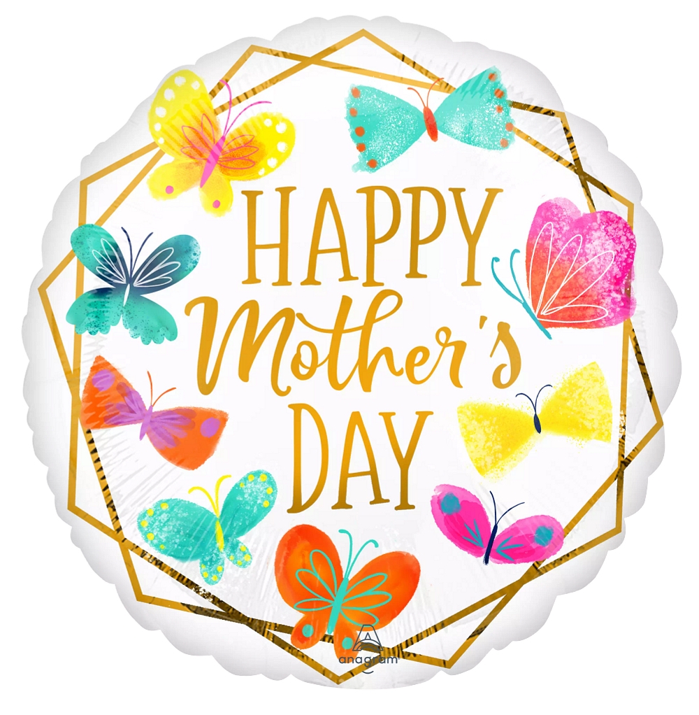 18" Happy Mother's Day Gold Trim balloon