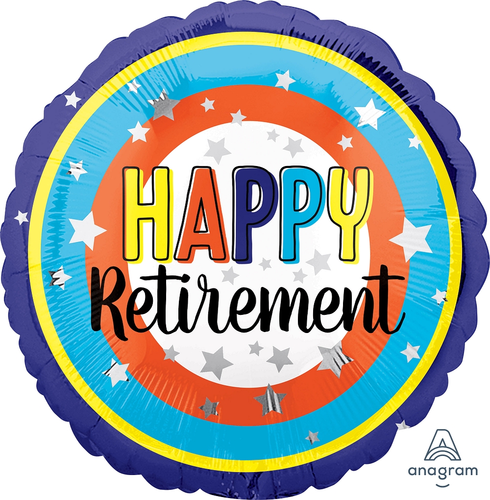 18" Happy Retirement Colorful Circles balloon *unpacked