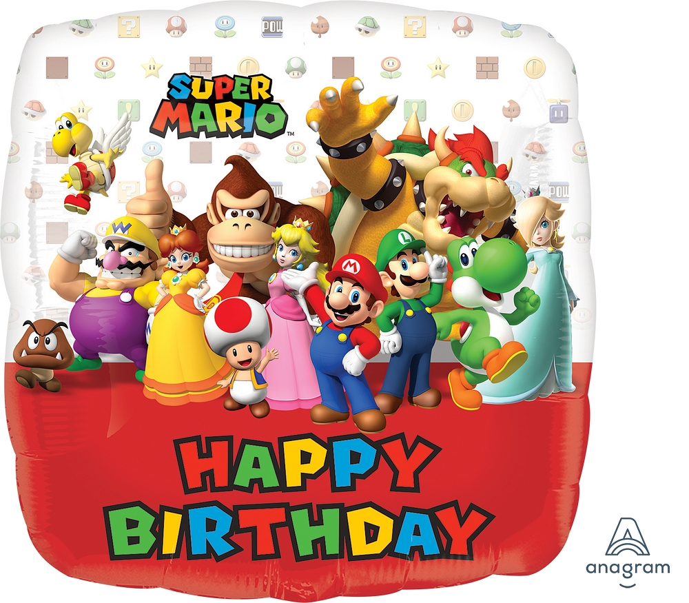 18" Mario Bros Happy Birthday balloon *unpacked