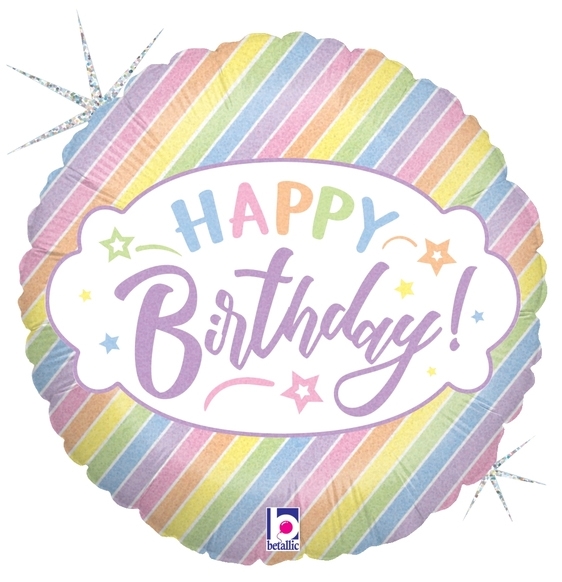 18" Pastel Birthday Holographic balloon