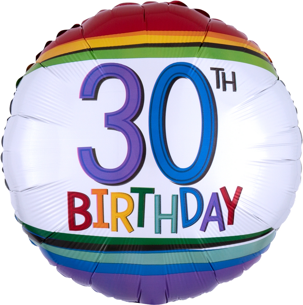 18" Rainbow Birthday 30 Balloon