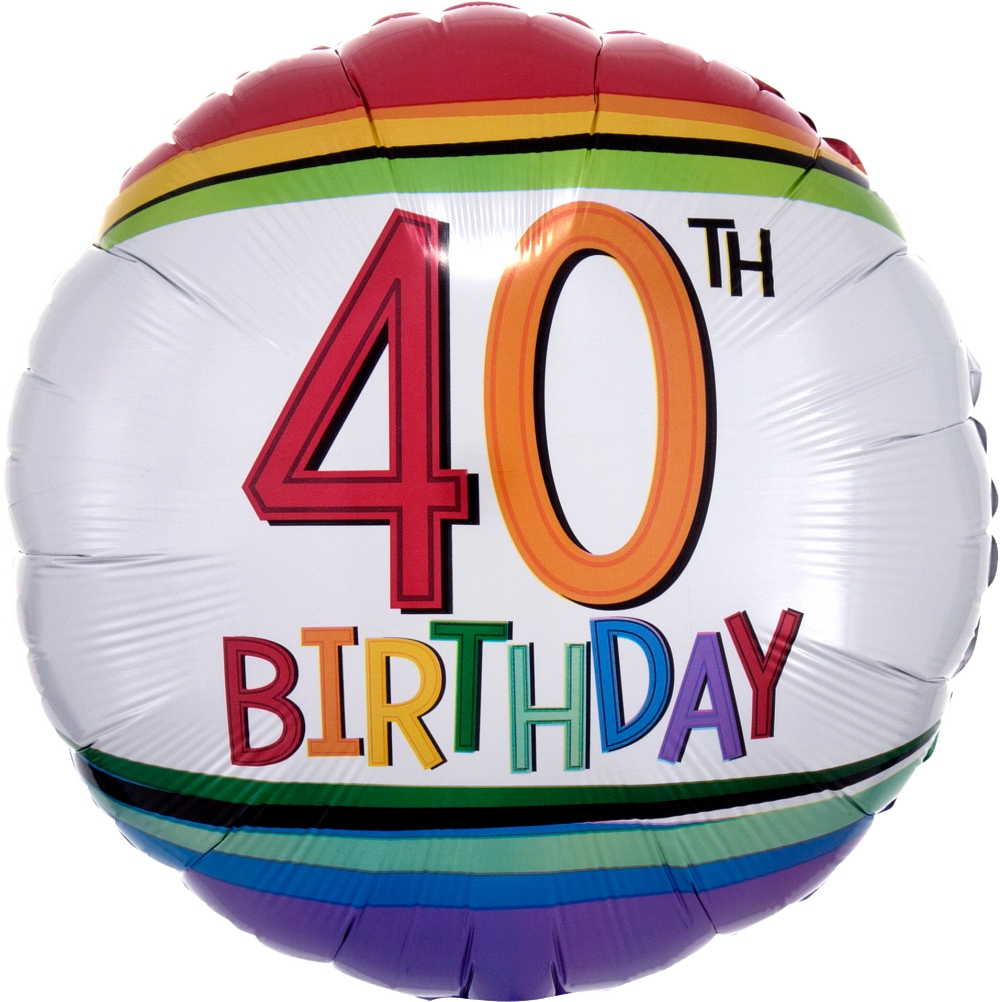 18" Rainbow Birthday 40 Balloon