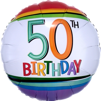 18" Rainbow Birthday 50 Balloon