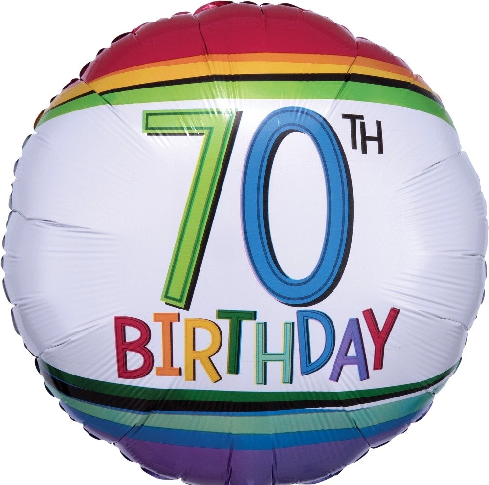 18" Rainbow Birthday 70 Balloon