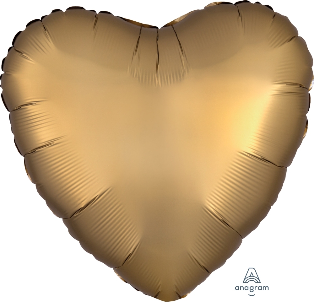 18" Satin Luxe Gold Sateen Heart balloon