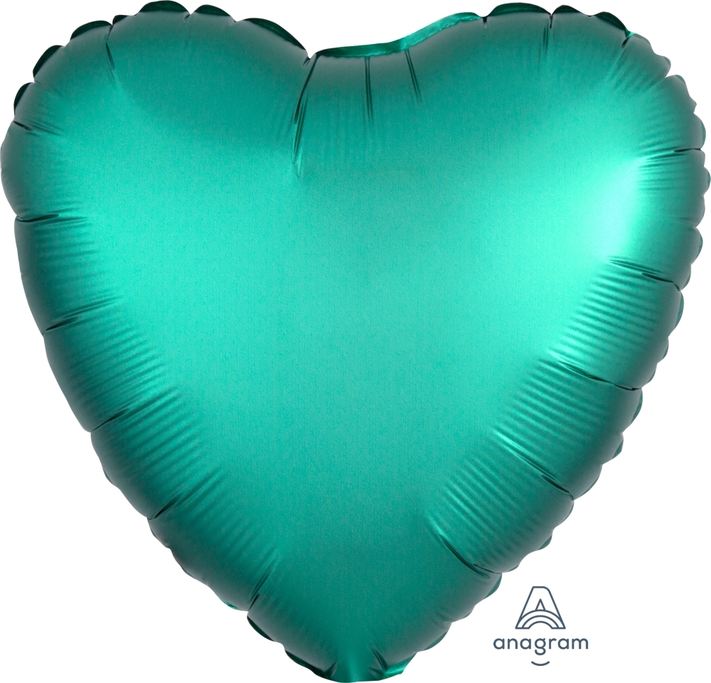 18" Satin Luxe Jade Heart Green balloon