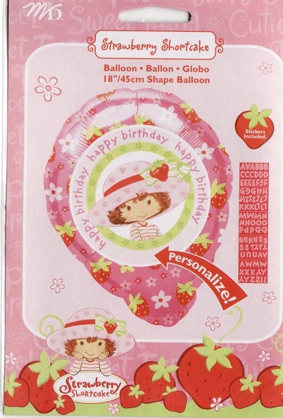18" Shape Personalized Strawberry Shortcake Happy Birthday Floral balloon