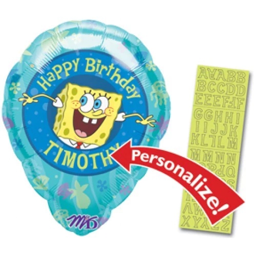 18" Shape Personalized Sponge Bob Squarepants Happy Birthday balloon