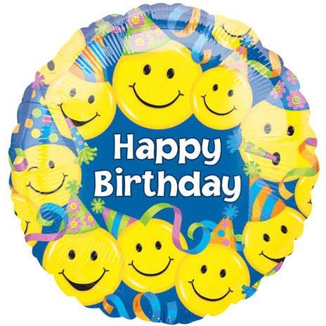 18" VLP Happy Birthday Emoji Smiles balloon