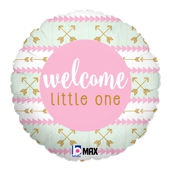 18" Welcome Little One - Pink balloon