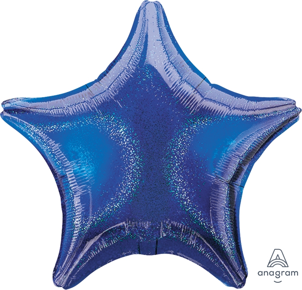 19" Foil Star Dazzler Blue Holographic balloon