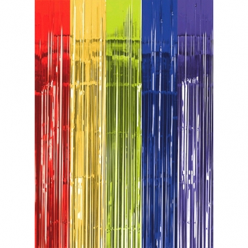 (1) Curtains Metallic 3ftx8ft - Rainbow Metallic Curtain