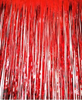 (1) Curtains Metallic 3ftx8ft - Red