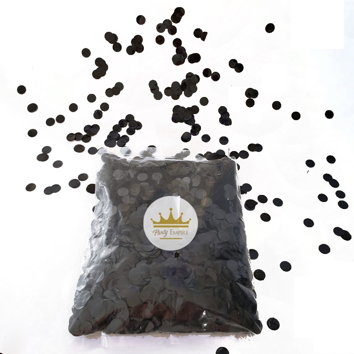 (200gr) 1cm Round Metallic Black Confetti