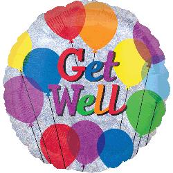 18" Foil - Holographic Get Well Balloons balloon