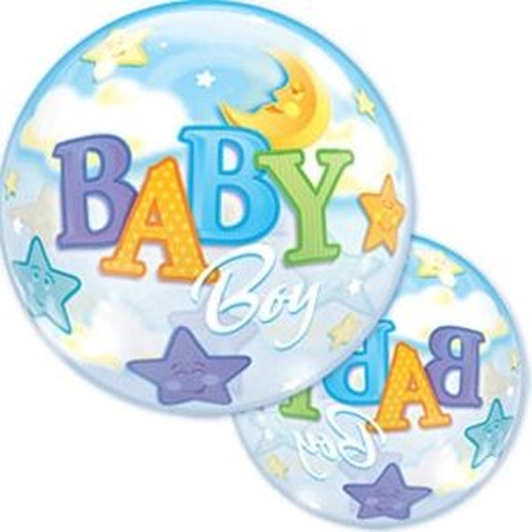 22" Bubble - Baby Boy Moon & Stars