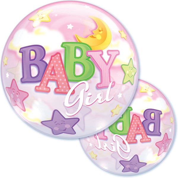 22" Bubble - Baby Girl Moon & Stars