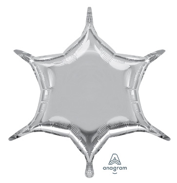 22" Metallic Silver 6-point Star balloon