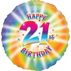 18" Foil - Happy 21st Birthday balloon