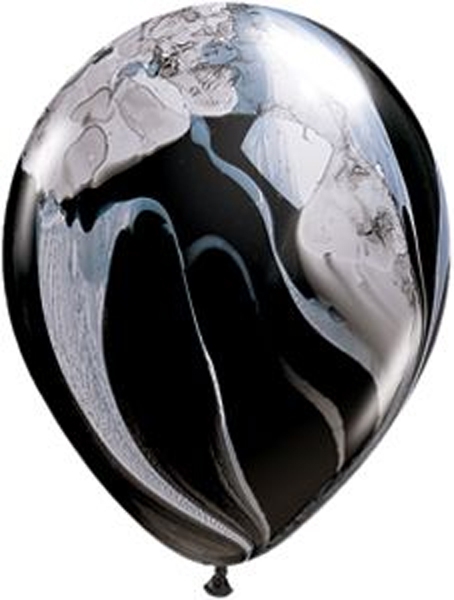 (25) 11" Black & White Marble Super Agate balloons