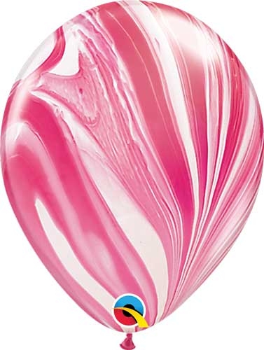 (25) 11" Red & White - Super Agate balloons