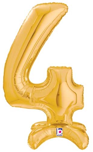 25" Number 4 Gold Stand Up Self-Sealing Air-fill balloon
