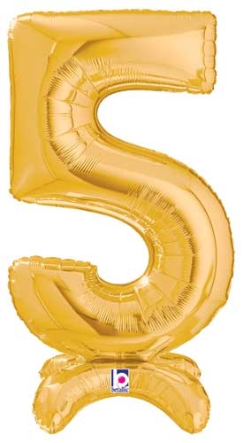 25" Number 5 Gold Stand Up Self-Sealing Air-fill balloon