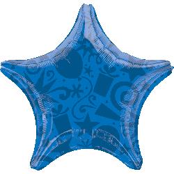 22" Foil Star Festive Blue balloon