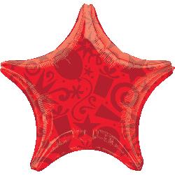 22" Foil Star Festive Red balloon